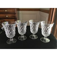 Set Von Vier Fostoria American Crystal 5 1/2 "Wasser Weinbecher Gläser Parfaits von LouChristieAntiques