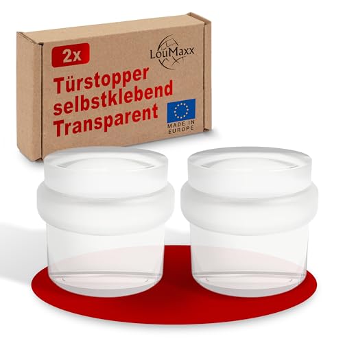 LouMaxx Türstopper Boden selbstklebend - Türpuffer Boden für alle Hartböden geeignet zum Schutz von Wand und Möbeln - durchsichtig selbstklebend,rund, unauffällig und leicht anzubringen 2 Stück von LouMaxx