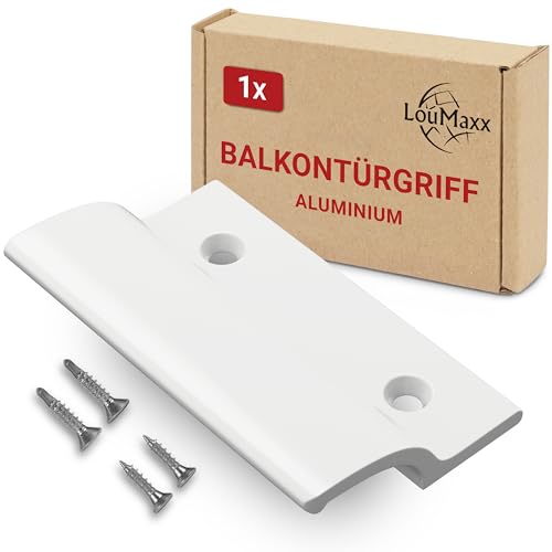 LouMaxx Balkontürgriff außen – Robuster Terrassentür Griff aus Aluminium - Wetterfester, langlebiger Türgriff Pulverbeschichtet in Weiß inkl. Montagematerial von LouMaxx