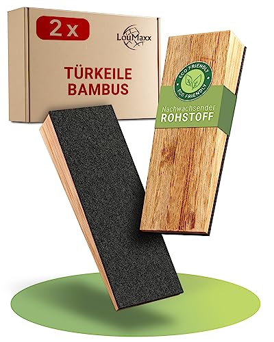 LouMaxx Türkeil Holz Bambus - 2er Set - Türstopper Boden - Holzkeil - Zuverlässiger Halt für Türen - Türstopper Keil Holz - Keil mit Antirutschbeschichtung - Türstopper aus nachhaltigem Bambus von LouMaxx