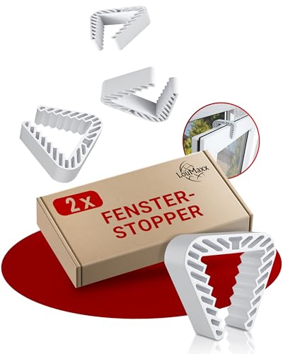 LouMaxx Fensterstopper 2er Set – Fensterstopper beim Lüften & Klemmschutz für Türen – Fensterfeststeller ohne Bohren – Fensterklammer in Weiß für zuverlässige Sicherheit von LouMaxx