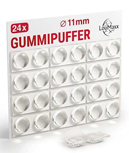 LouMaxx Gummipuffer - 24 Stück transparent Ø 11mm - Gummifüsse selbstklebend mit extra starkem Halt - Anschlagpuffer verhindern Rutschen und Kratzer - Gummifüße selbstklebend von LouMaxx