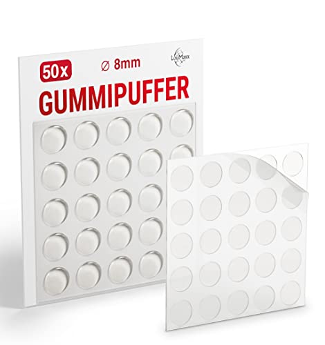 LouMaxx Gummipuffer - 50 Stück Türstopper transparent Ø 8mm - Gummifüsse selbstklebend mit extra starkem Halt - Anschlagpuffer verhindern Rutschen und Kratzer - Gummifüße selbstklebend von LouMaxx