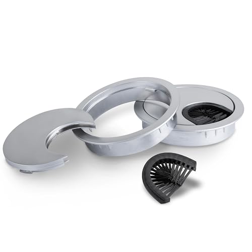 LouMaxx Kabeldurchführung Schreibtisch 60 mm Ø – 2 Stück Kabeldurchlass aus Metall matt Chrom mit Staubdichtung - Schreibtisch Kabeldurchführung für Ordnung und Übersicht am Arbeitsplatz LouMaxx Kabeldurchführung Schreibtisch 60 mm Ø – 2 Stück Kabeldurchlass aus Metall matt Chrom mit Staubdichtung - Schreibtisch Kabeldurchführung für Ordnung und Übersicht am Arbeitsplatz von LouMaxx