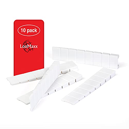 LouMaxx Möbelkeile 10er Set | Unterlegkeile 8 x 20 x 100 mm in Weiß | Keile Kunststoff mit integrierten Sollbruchstellen | Kunststoffkeile | Plastik Keil zum Ausgleichen von Schrank und Kommode von LouMaxx