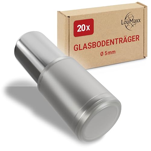 LouMaxx Regalbodenträger 5mm für Glasböden – 20er Set Vernickelte Regalstifte 5mm mit Gummierung – Langlebige Bodenträger 5mm für stabile Regalbrett Halterung in Schränken von LouMaxx
