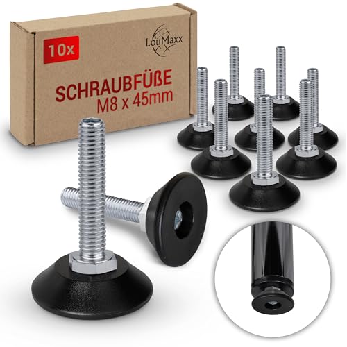 LouMaxx Stellfüße M8 x 45 mm - 10er Set- Regulierschraube - höhenverstellbare Füße - Schraubfuß - Maschinenfuß, Schraubfüße höhenverstellbar - Verstellschrauben mit Fuß M8x45mm LouMaxx Stellfüße M8 x 45 mm - 10er Set- Regulierschraube - höhenverstellbare Füße - Schraubfuß - Maschinenfuß, Schraubfüße höhenverstellbar - Verstellschrauben mit Fuß M8x45mm von LouMaxx