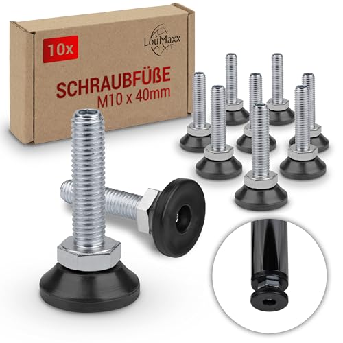 LouMaxx Stellfüße M10 x 40mm -10er Set- Regulierschraube - höhenverstellbare Füße - Schraubfuß - Maschinenfuß, Schraubfüße höhenverstellbar - Verstellschrauben mit Fuß, Stellfüße M10x40mm LouMaxx Stellfüße M10 x 40mm -10er Set- Regulierschraube - höhenverstellbare Füße - Schraubfuß - Maschinenfuß, Schraubfüße höhenverstellbar - Verstellschrauben mit Fuß, Stellfüße M10x40mm von LouMaxx