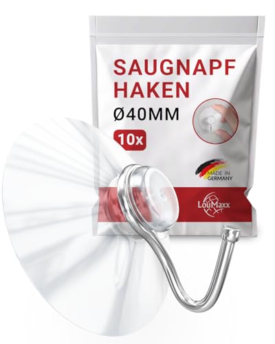 LouMaxx Saugnapf Haken Ø 40 mm - transparente Saugnäpfe für Fenster, Bad und Küche - zuverlässiger Halt auf Glas und glatten Oberflächen – 10er Set von LouMaxx