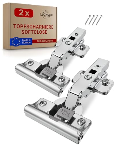 LouMaxx Softclose Scharnier Ø 35 mm mit integrierter Dämpfung – 2er Set Scharniere Schranktür Eckanschlag mit Topfscharnier Schablone - Türscharnier mit Bohrschablone zum Softclose nachrüsten LouMaxx Softclose Scharnier Ø 35 mm mit integrierter Dämpfung – 2er Set Scharniere Schranktür Eckanschlag mit Topfscharnier Schablone - Türscharnier mit Bohrschablone zum Softclose nachrüsten von LouMaxx
