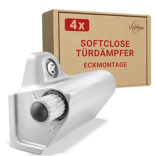LouMaxx Softclose Türdämpfer Schrank 4er Set - Türdämpfer Küche zum Softclose Nachrüsten - Schranktür Dämpfer in Grau - Türdämpfer gegen knallende Türen - Soft Close Nachrüstung von LouMaxx