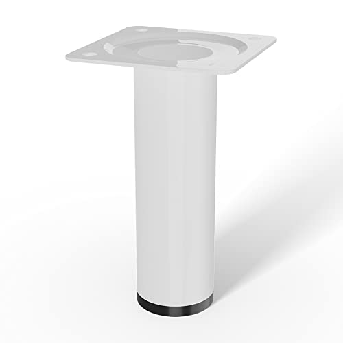 LouMaxx Tischbeine Metall rund – Stahlrohrfüße Ø 30 mm x 100mm inkl. Anschraubplatte – Tischbeine weiß – Hochwertige Tischfüße für individuelle DIY-Möbel – 4er Set in Weiß von LouMaxx