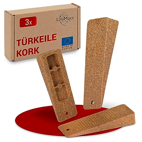 LouMaxx Türkeil - 3er Set Türstopper Boden, Kork - Rutschfester Gummi Türkeil - Hochwertiger Türstopper Keil - Perfekt für alle Böden - geruchsneutrale Türkeile - Türstopper Gummi von LouMaxx