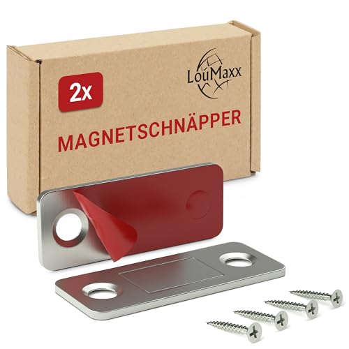 LouMaxx Türmagnet selbstklebend - Tür Magnet 8 kg Haltekraft - 2er Set Magnetschnäpper - Türmagnete aus Edelstahl - Ultradünner Magnetverschluss Schrank - Magnet Schranktür für sicheren Halt LouMaxx Türmagnet selbstklebend - Tür Magnet 8 kg Haltekraft - 2er Set Magnetschnäpper - Türmagnete aus Edelstahl - Ultradünner Magnetverschluss Schrank - Magnet Schranktür für sicheren Halt von LouMaxx
