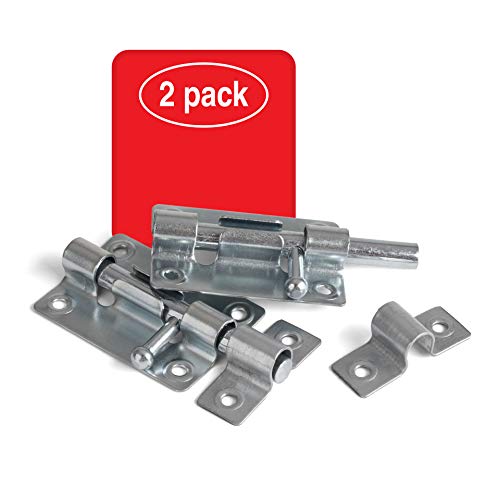 LouMaxx Türriegel 2er Set - Riegelschloss 38x55 mm - inklusive Schrauben - Schlossriegel – Riegel Tür - Schieberiegel – Verriegelung für Türen – Bolzenriegel - Türverriegelung von LouMaxx