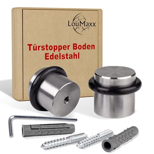 LouMaxx Türstopper Boden zum Schrauben – 2er Set – Bodentürstopper Edelstahl - Türstopper Boden Schrauben – Türstopper Edelstahl Boden – Türstopper zum Schrauben inkl. Montagematerial von LouMaxx