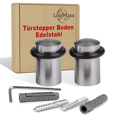 LouMaxx Türstopper Boden zum Schrauben – 2er Set – Bodentürstopper Edelstahl - Türstopper Boden Schrauben – Türstopper Edelstahl Boden – Türstopper zum Schrauben inkl. Montagematerial von LouMaxx