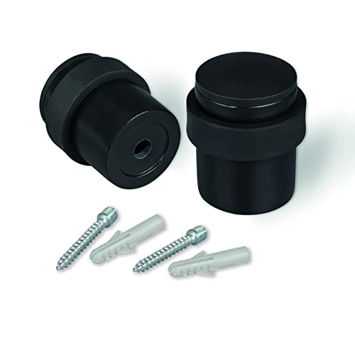 LouMaxx Türstopper Boden Metall zum Schrauben – 2er Set Tür Stopper in Schwarz matt –– Türstopper Boden Schrauben – Türstopper zum Schrauben auch geeignet für massive Türen von LouMaxx