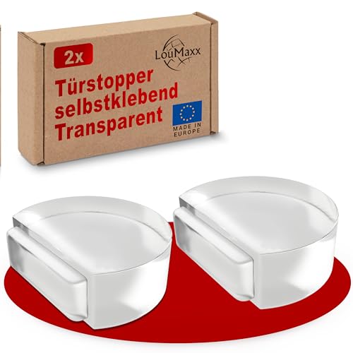 LouMaxx Türstopper Boden selbstklebend - Türpuffer Boden für alle Hartböden geeignet zum Schutz von Wand und Möbeln - durchsichtig selbstklebend, halbrund und leicht anzubringen 2 Stück von LouMaxx