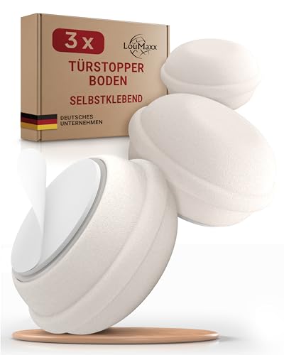 LouMaxx Türstopper Boden selbstklebend aus Gummi - 3er Set in Weiß - Türstopper Gummi in Macarons-Form - Türstopper Boden kleben- Bodentürstopper- Der perfekte Schutz gegen anschlagende Türen von LouMaxx