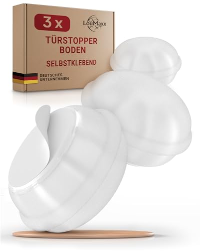 LouMaxx Türstopper Boden selbstklebend aus Gummi - 3er Set transparente Türstopper Gummi in Macarons-Form - Türstopper Boden kleben- Bodentürstopper- Der perfekte Schutz gegen anschlagende Türen von LouMaxx