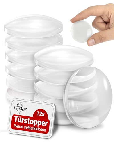 LouMaxx Türstopper Wand Transparent 40mm - 12er Set Gummipuffer selbstklebend - Türstopper kleben als Schutz für Wände, Türen und Möbel - Wandschutz Türklinke - Wandstopper selbstklebend von LouMaxx