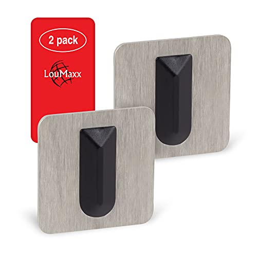 LouMaxx Türstopper Wand selbstklebend 2er Set | Türstopper Wandmontage 32 x 32 mm Rechteck | edle Wandtürstopper aus gebürstetem Edelstahl von LouMaxx