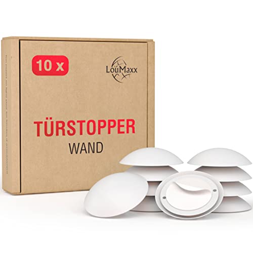 LouMaxx Türstopper Wand selbstklebend oder zum Schrauben Ø 60 mm - 10er Set weiße Wandstopper selbstklebend - Türpuffer Wand – Wandpuffer selbstklebend zum Schutz Ihrer Wände und Zimmertüren von LouMaxx