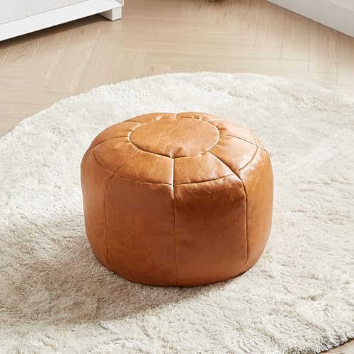 Louis Donné Handgefertigt Marokkanischer Pouf Fußhocker, Runden Ottoman Sitzsack Fußhocker, Ungefütterter Futon mit Lederkissen Fur Lagerung AUD Haus Dekoration von Louis Donné