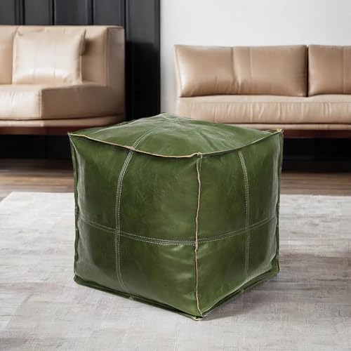 Louis Donné Handgefertigter Sitzsack-Bezug, Kunstleder, 45 cm, quadratisch, für Wohnzimmer, Bodenstuhl für Balkon, Büro, Innenbereich, Grün von Louis Donné