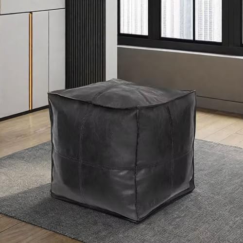 Louis Donné Pouf Hocker Quadratisches Sitzpouf Fußhocker, Ungefüllt PU-Leder Sitzpuff-45 * 45 * 45cm (schwarz) von Louis Donné