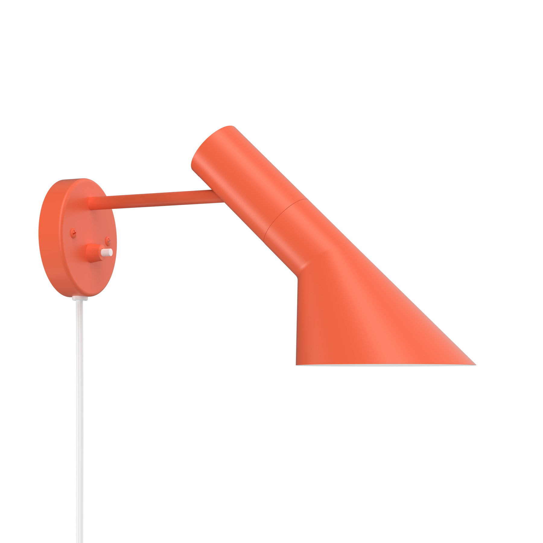 Louis Poulsen - AJ Wandleuchte - electric orange/nasslackiert/LxBxH 12,5x31,8x18cm/1x E14 Fassung max. 20W/ Kabel weiß von Louis Poulsen