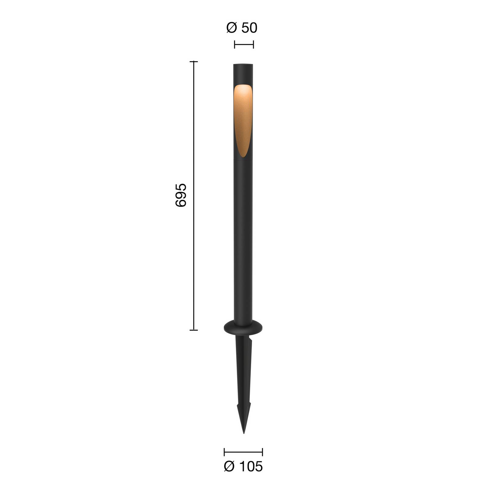 Louis Poulsen Wegelampe Flindt 827 70cm schwarz Erdstück 24V von Louis Poulsen