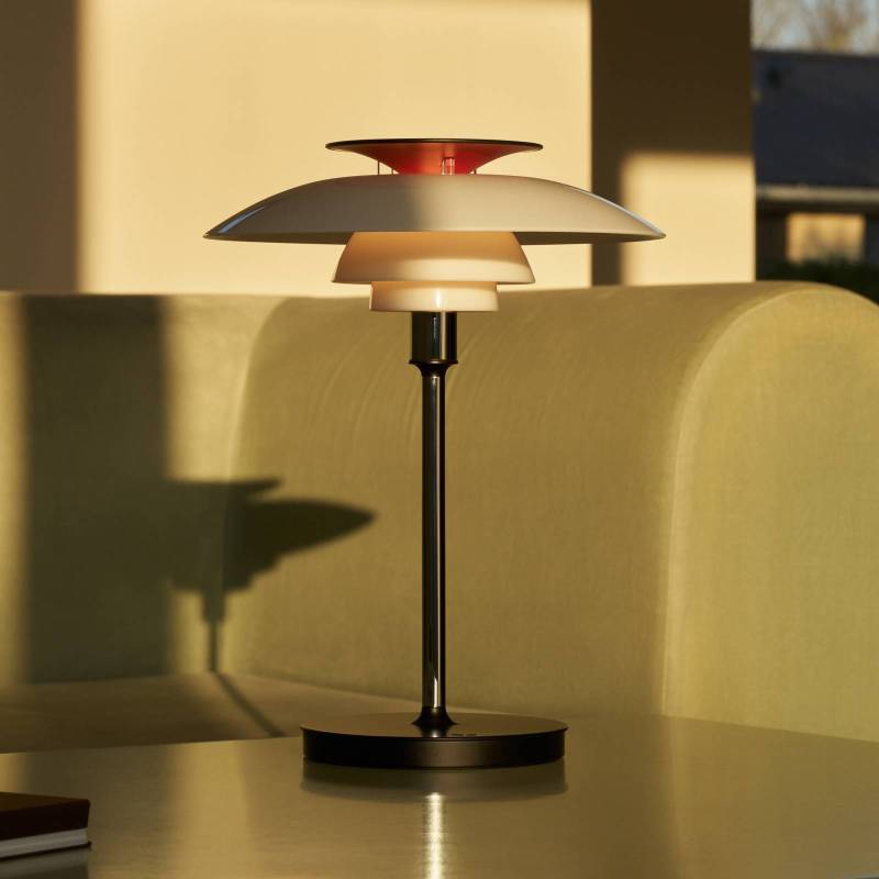 Louis Poulsen LED-Akkutischlampe PH 80, weiß/rot/chrom IP44 von Louis Poulsen