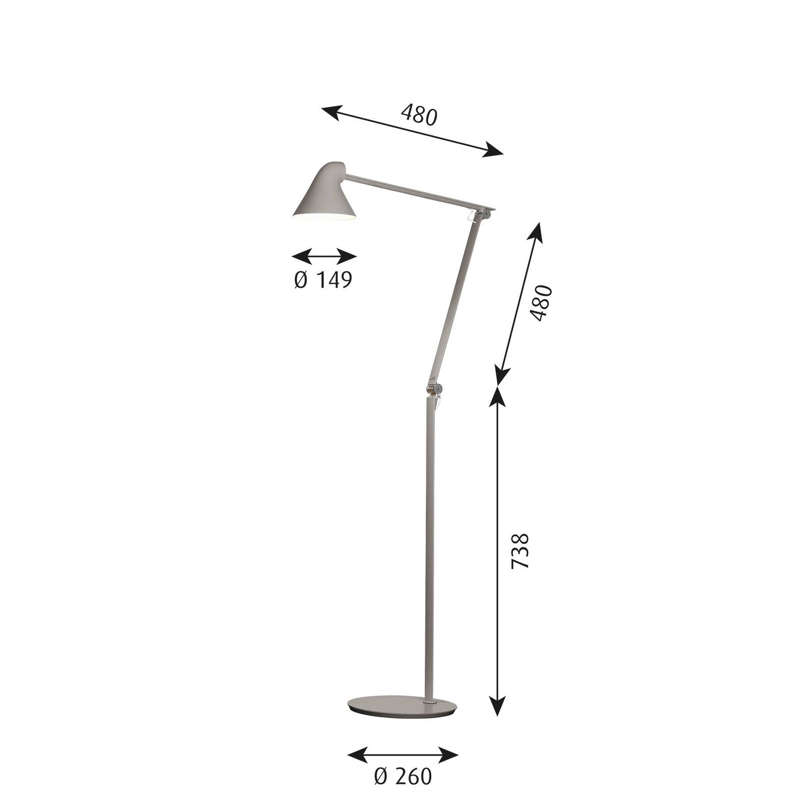 Louis Poulsen NJP LED-Stehlampe 3.000 K hellgrau von Louis Poulsen