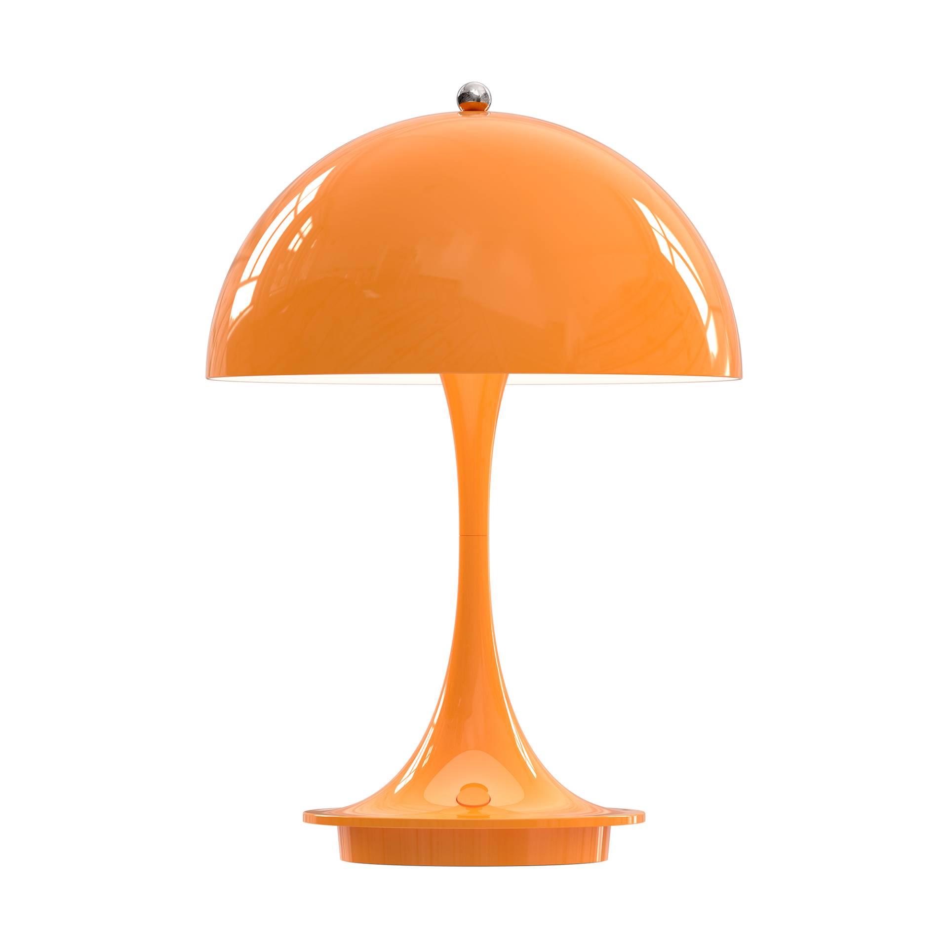 Louis Poulsen - Panthella 160 Portable LED Akkuleuchte - orange/Stahl/H x Ø 23,8x16cm/2,5W/2700K/230lm/dimmbar 0-10-33-100%/USB Kabel von Louis Poulsen