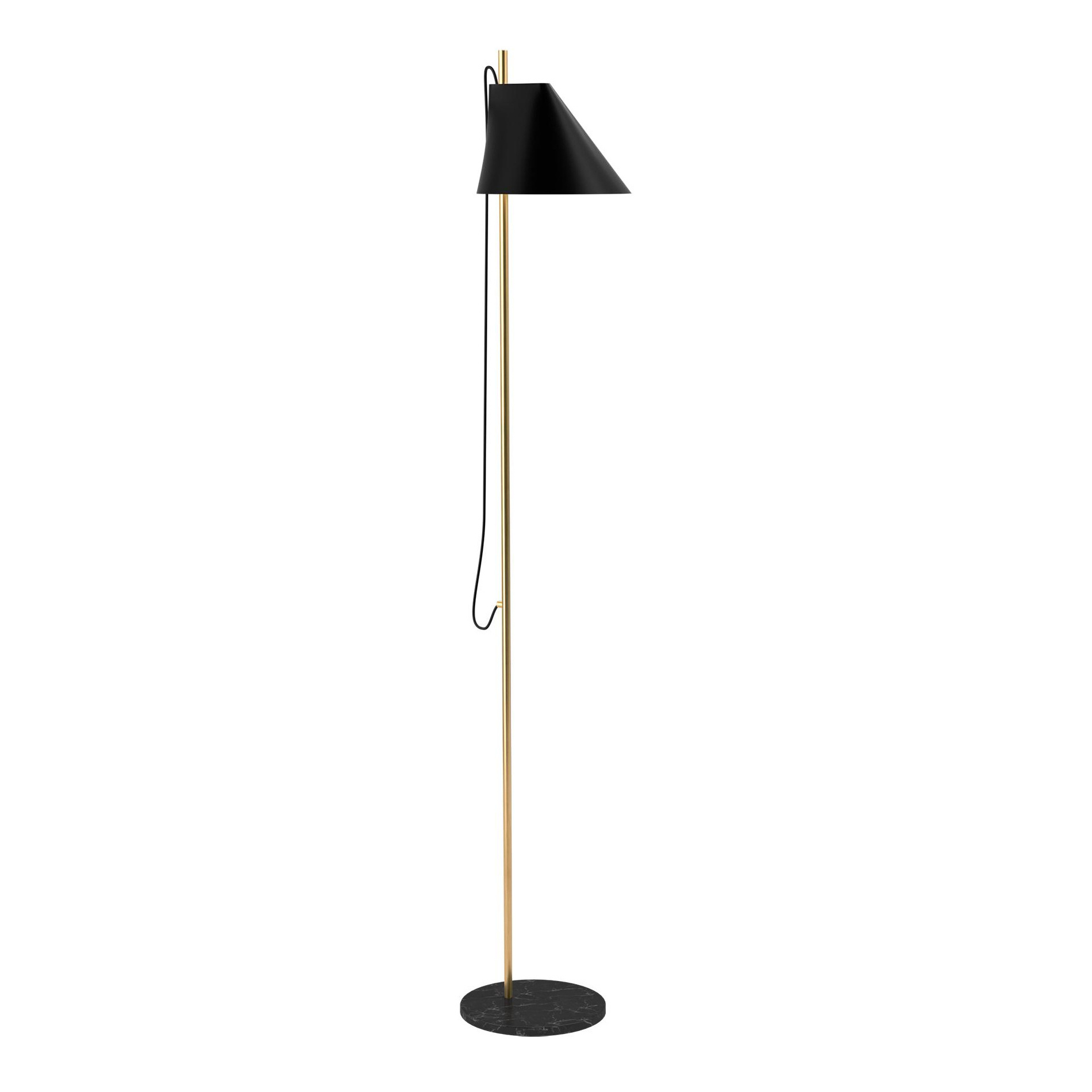 Louis Poulsen - Yuh LED Stehleuchte Messing - schwarz/messing/Fuß Nero Marquina Marmor/H 140cm / Ø 24cm/2700K/446lm/ stufenlos dimmbar 15-100% von Louis Poulsen