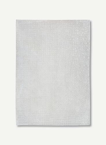 TRAMMEL DESIGN – STRUKTURIERTER TEPPICH – Hergestellt in Belgien – Mechanisches Jacquard-Flachgewebe – Handgefertigt – Natürliche Rutschfestigkeit – 100 % Polyester – Weidenweiß – 170 x 240 cm von Louis de Poortere