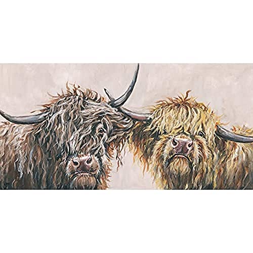 Louise Brown "Nosey Cows, Leinwanddruck, 30 x 60 cm von Louise Brown