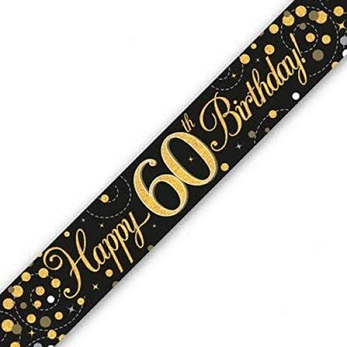 Louise's Banner Sparkling Fizz 60. Geburtstag, 2,7 m, Schwarz/Gold, holografisch von OakTree