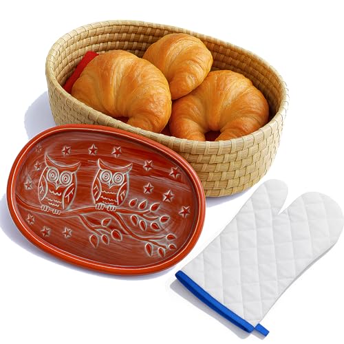 Brotwärmer Korb mit Terrakotta-Stein - Inklusive Ofenhandschuhen - Hält Brot warm - Rustikales Geschenk für Urlaub, Einweihung, Dinnerpartys - Handgewebt Natur Look - Küchentisch Zubehör Brotwärmer Korb mit Terrakotta-Stein - Inklusive Ofenhandschuhen - Hält Brot warm - Rustikales Geschenk für Urlaub, Einweihung, Dinnerpartys - Handgewebt Natur Look - Küchentisch Zubehör von Lounge Love