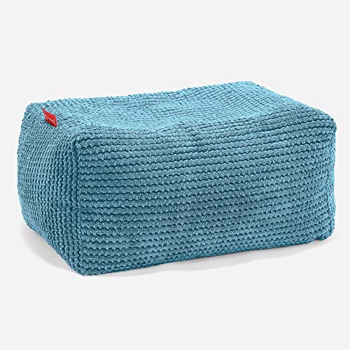 Lounge Pug Kleiner Fußhocker Pouf, Türkis Pom-pom Waffelstof, Sitzpouf, Pouf Sitzsack Hocker Wohnzimmer von Lounge Pug