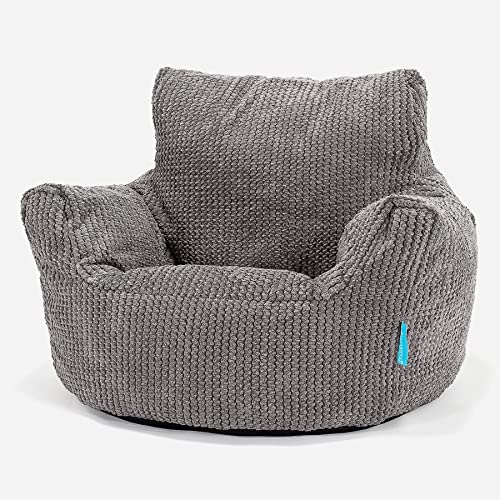 Lounge Pug, Kindersessel Sitzsack, Sitzsack Kinder, Pom-Pom Anthrazit von Lounge Pug