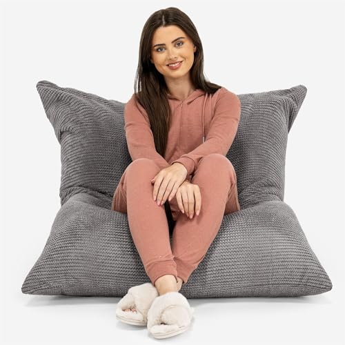 Lounge Pug, Riesen Sitzsack XXL, Sitzkissen, Pom-Pom Anthrazit von Lounge Pug