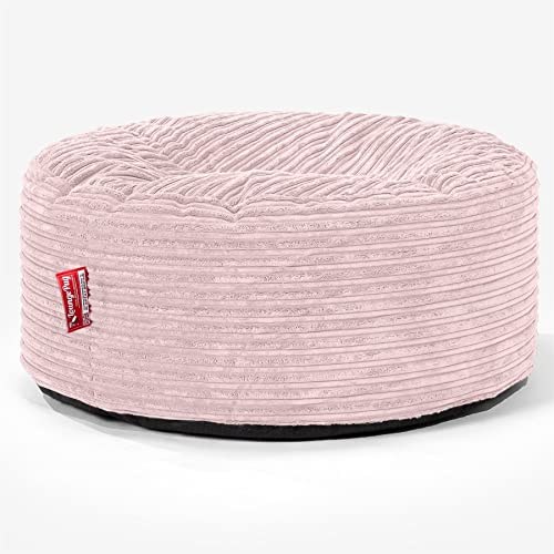 Lounge Pug Sitzsack Pouf 65 cm Rund, Rosa Cordstoff, Bequemer Sitzhocker oder Fußhocker, Sitzpouf von Lounge Pug
