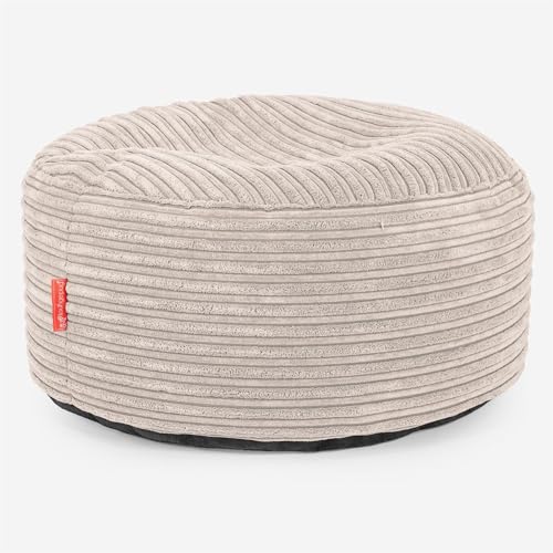 Lounge Pug Großer runder Fußhocker Pouf, Sitzpouf, Sitzsack Hocker Groß, Cord Elfenbein von Lounge Pug