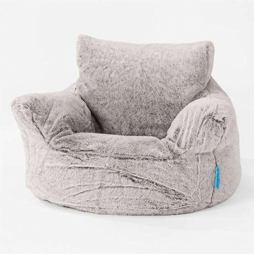 Lounge Pug - Kindersessel Sitzsäcke - Sitzsack Kinder - Kaninchen Kunstfell Hellgrau von Lounge Pug