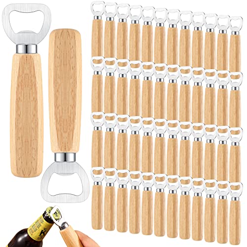 50 Stück Holz Weinflaschenöffner Edelstahl Flaschenöffner Holz Handheld Heavy Duty Barkeeper Flaschenöffner Cider Flaschenöffner Gravur Geschenkset für Küche Hochzeit Party Bar Home Restaurant von Lounsweer