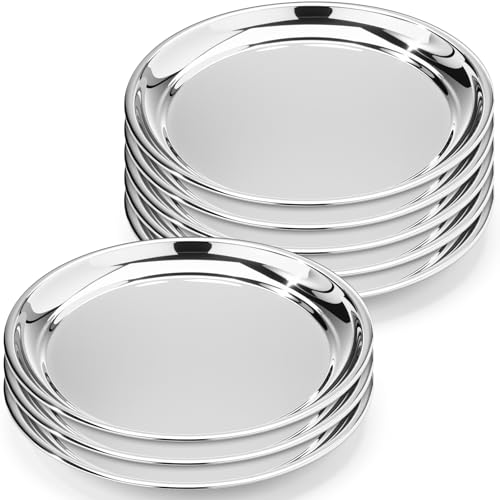 Lounsweer 8 Packungen rundes silbernes Spiegeltablett 25,4 cm Durchmesser Edelstahl Metall Serviertablett Speiseteller runde Edelstahl-Tabletts verspiegelte runde Barplatte für Schminktisch Küche Lounsweer 8 Packungen rundes silbernes Spiegeltablett 25,4 cm Durchmesser Edelstahl Metall Serviertablett Speiseteller runde Edelstahl-Tabletts verspiegelte runde Barplatte für Schminktisch Küche von Lounsweer