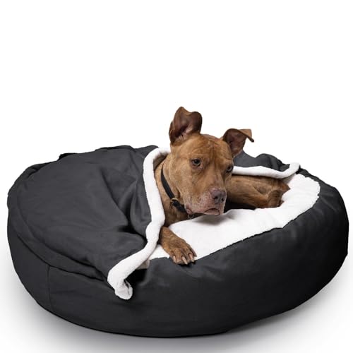 Lous® Anti-Stress Hundebett, Hundehöhle, waschbar, große Hunde, kleine Hunde und Katzen, Katzenbett, abnehmbare Decke (XXL ca.114cm Ø) von Lous